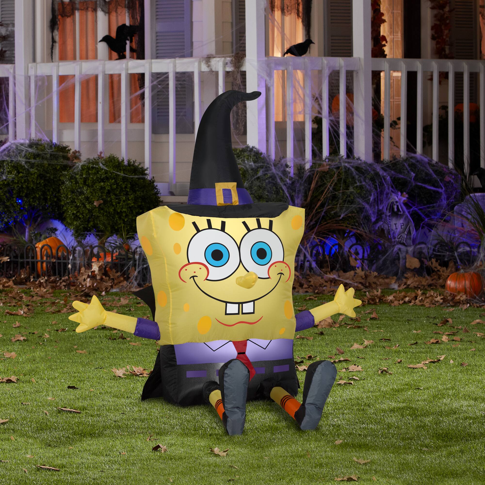 4ft. Airblown® Inflatable Halloween SpongeBob as Witch